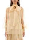 Zimmermann Memento Organza Shirt And Blouse Beige In Neutral