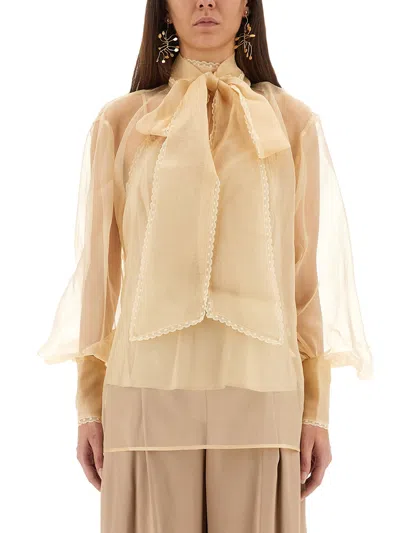 Zimmermann Memento Organza Blouse In Gold