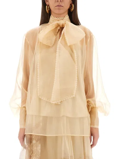 Zimmermann "memento" Organza Blouse In Yellow