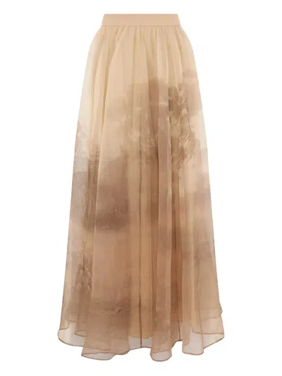 Zimmermann Memento Organza Maxi Skirt In Brown