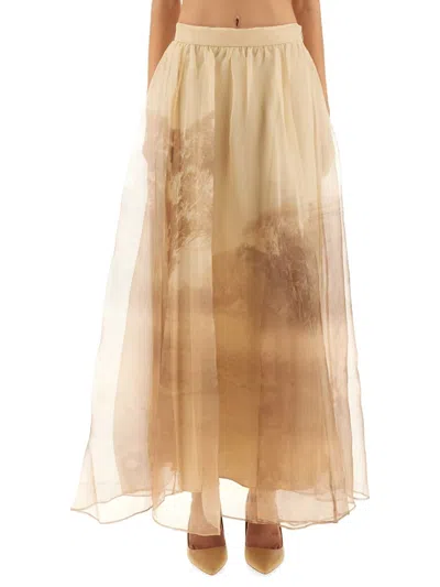 Zimmermann Memento Organza Maxi Skirt In Brown