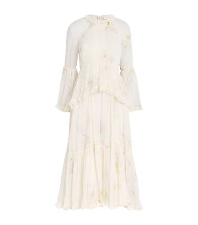 Zimmermann Memento Peplum Flutter Midi Dress In Neutral