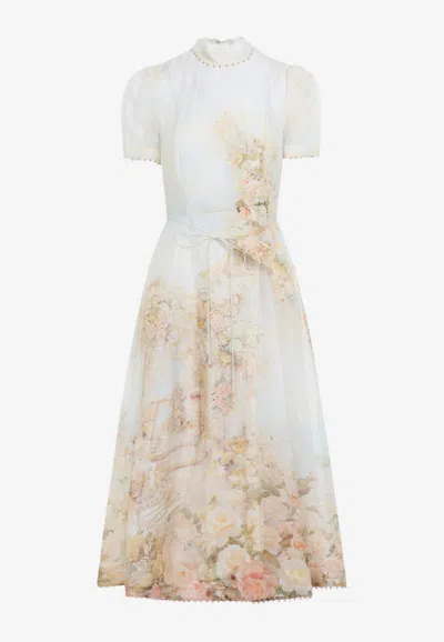 Zimmermann Memento Picnic Floral Midi Dress In Multi