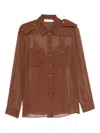 Zimmermann Button-detailed Pocket Shirt In Brown