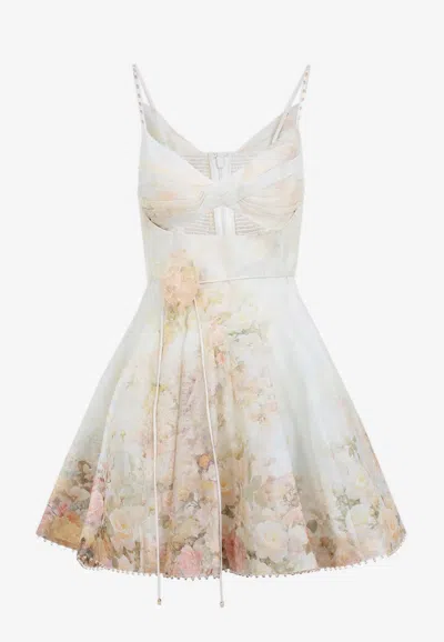Zimmermann Memento Twist Front Floral Mini Dress In Multi
