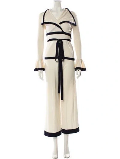 Pre-owned Zimmermann Merino Wool Colorblock Pattern Short Set In Neutrals