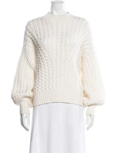 Pre-owned Zimmermann Merino Wool Crew Neck Sweater In White