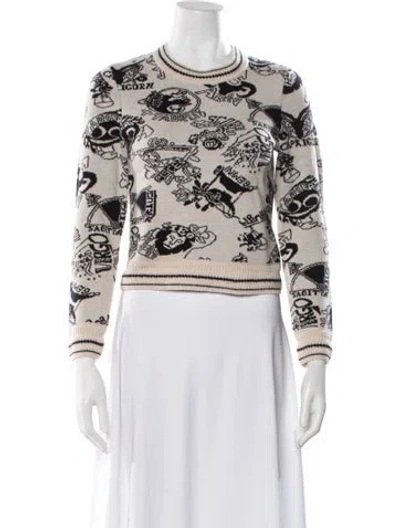 Pre-owned Zimmermann Merino Wool Graphic Print Sweater In Neutral