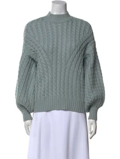 Pre-owned Zimmermann Merino Wool Mock Neck Sweater In Blue