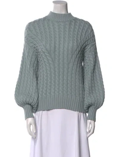 Pre-owned Zimmermann Merino Wool Mock Neck Sweater In Blue