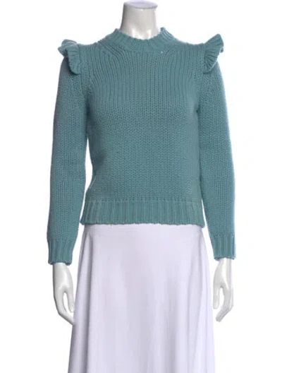 Pre-owned Zimmermann Merino Wool Mock Neck Sweater In Blue