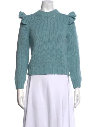 Pre-owned Zimmermann Merino Wool Mock Neck Sweater In Blue