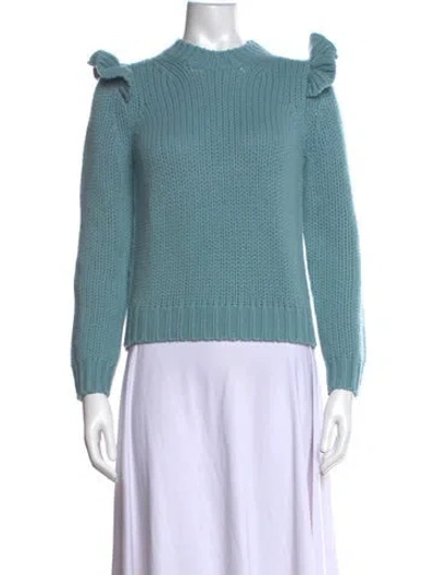 Pre-owned Zimmermann Merino Wool Mock Neck Sweater In Blue