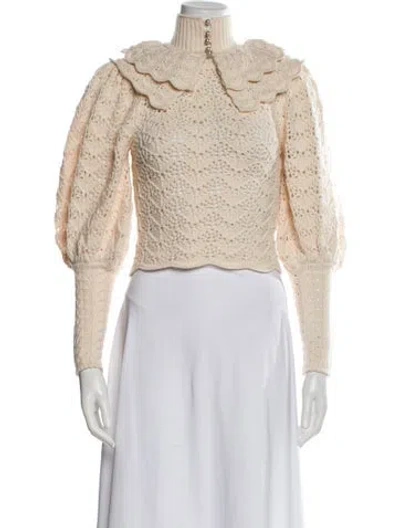 Pre-owned Zimmermann Merino Wool Mock Neck Sweater In Neutral