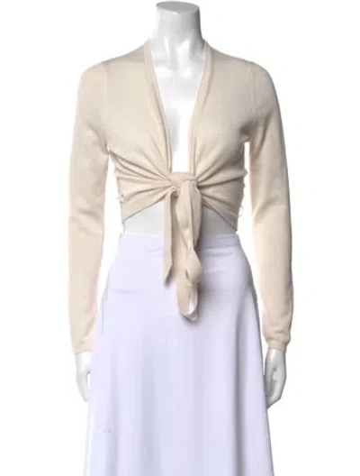 Pre-owned Zimmermann Merino Wool Plunge Neckline Sweater In Neutral