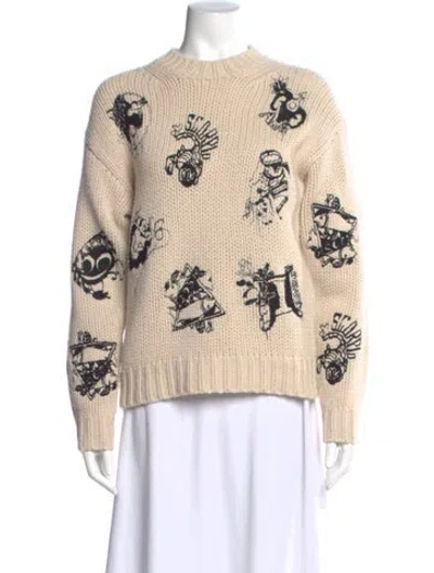 Pre-owned Zimmermann Merino Wool Printed Sweater In Neutral