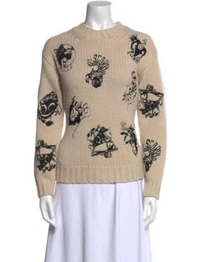 Pre-owned Zimmermann Merino Wool Printed Sweater In Neutral