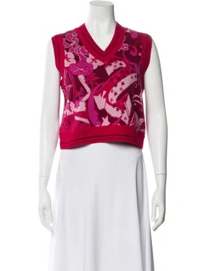 Pre-owned Zimmermann Merino Wool Printed Sweater In Pink