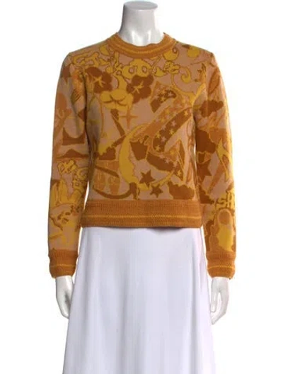 Pre-owned Zimmermann Merino Wool Printed Sweater In Yellow
