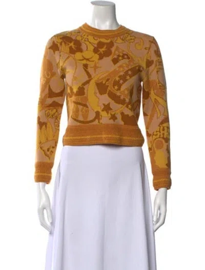 Pre-owned Zimmermann Merino Wool Printed Sweater In Yellow