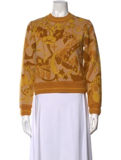 Pre-owned Zimmermann Merino Wool Printed Sweater In Yellow