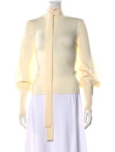 Pre-owned Zimmermann Merino Wool Tie Neck Sweater In Neutrals