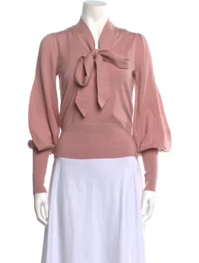 Pre-owned Zimmermann Merino Wool Tie Neck Sweater In Pink