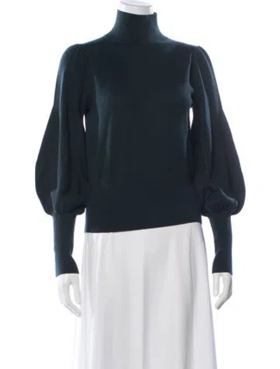 Pre-owned Zimmermann Merino Wool Turtleneck Sweater In Green