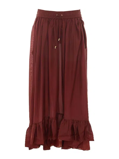 Zimmermann Merlot Aster Maxi Skirt In Red