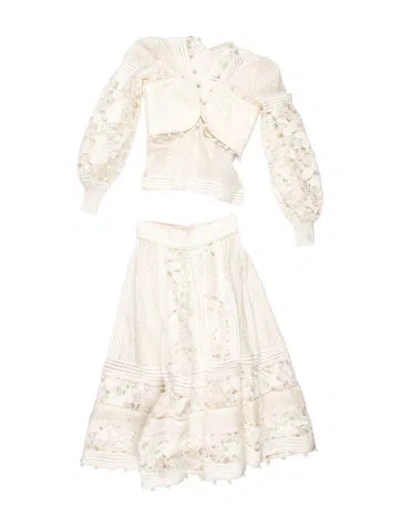 Pre-owned Zimmermann Mesh Accents Skirt Set In Neutral