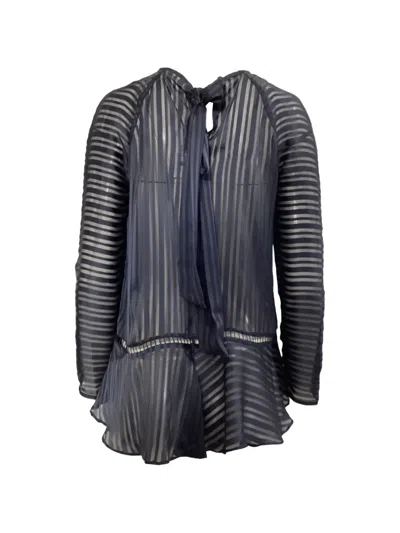Pre-owned Zimmermann Mesh Striped Blouse In Blue