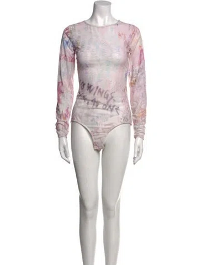 Pre-owned Zimmermann Mesh Tie-dye Print Bodysuit W/ Tags In Neutral