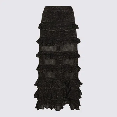 ZIMMERMANN METALLIC BLACK COTTON SKIRT
