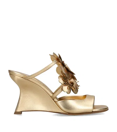 Zimmermann Metallic Leather Belara Wedge Sandals 85 In Gold