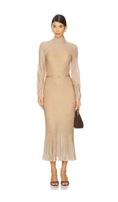 Zimmermann Metallic Midi Dress In Neutral