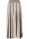 Zimmermann Story 1 Striped Pleated Metallic Stretch-knit Midi Skirt In Gold