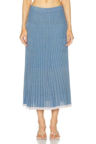 Zimmermann Metallic Midi Skirt In Denim Blue