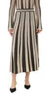 Zimmermann Story 1 Striped Pleated Metallic Stretch-knit Midi Skirt In Black/gold