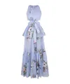 Zimmermann Everly Draped Bow Long Dress In Blue