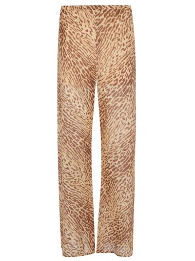 Zimmermann Mid-rise Tan Leopard Cotton Cascadian Bias Pants In Animal Print