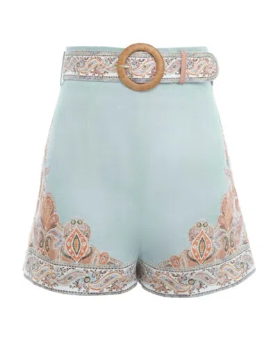 Zimmermann Middle Waist Shorts In Green