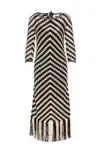 Zimmermann Midi Black And White Dress With Chevron Motif In Crochet Woman In Multicolor