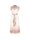 Zimmermann Alchemy Belted Paisley-print Chiffon Midi Dress In Pink