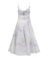 Zimmermann Crush Belted Twist-front Embellished Floral-print Linen And Silk-blend Organza Midi Dress In Multicolor