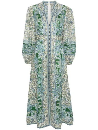 Zimmermann Midi Dress Ottie Plunge Clothing In Green