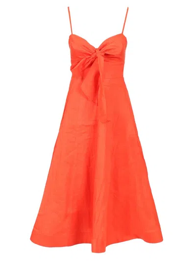 Zimmermann Midi Dress With Bow Dresses Orange
