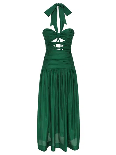 Zimmermann Midi Dress With Knots Daylight In Green