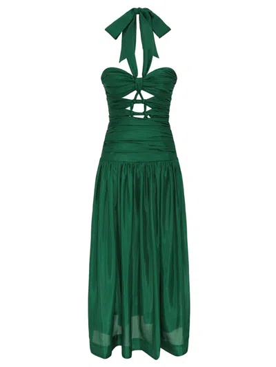 Zimmermann Halter Cut-out Detailed Midi Dress In Green