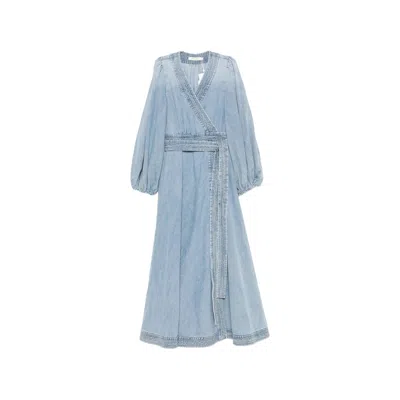 Zimmermann Midi Indra Belted Wrap Dress In Multi