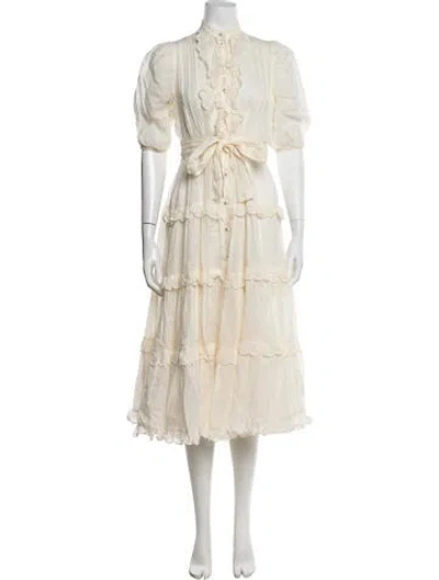 Pre-owned Zimmermann Midi Length Dress In White